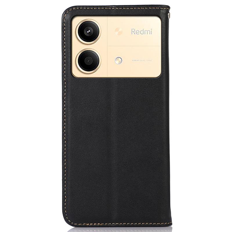 For Xiaomi Redmi Note 13R Pro 5G Phone Case Genuine Cow Leather RFID Blocking