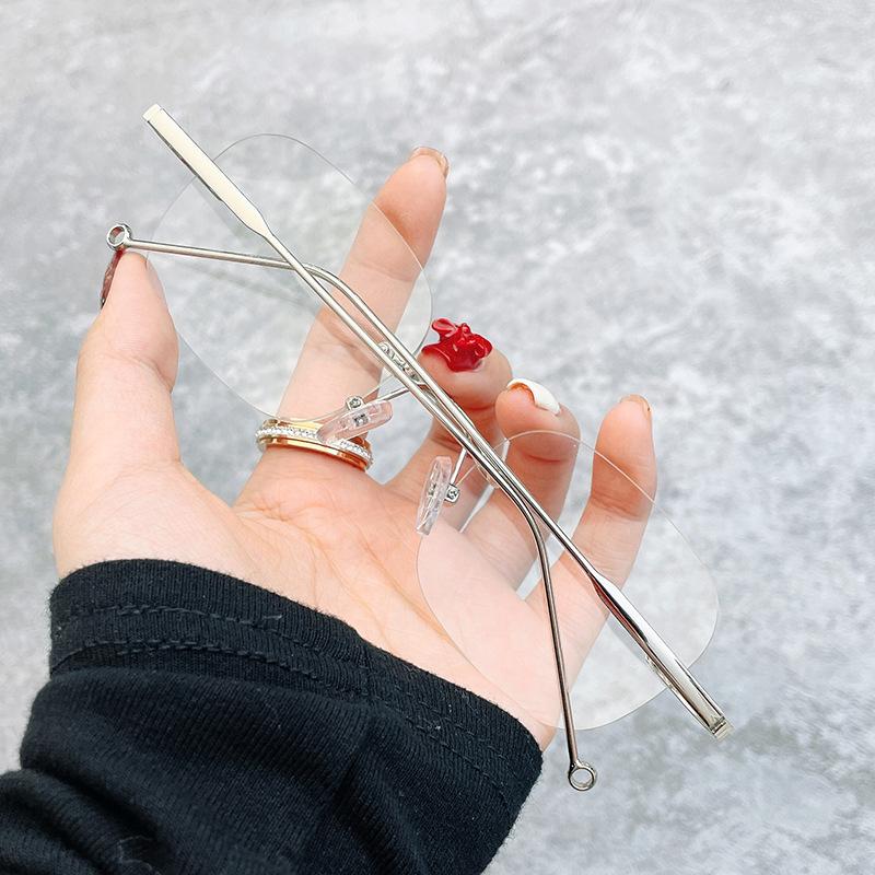 Anti-blue reading glasses new fashion metal rimless glasses the elderly reading glasses stall