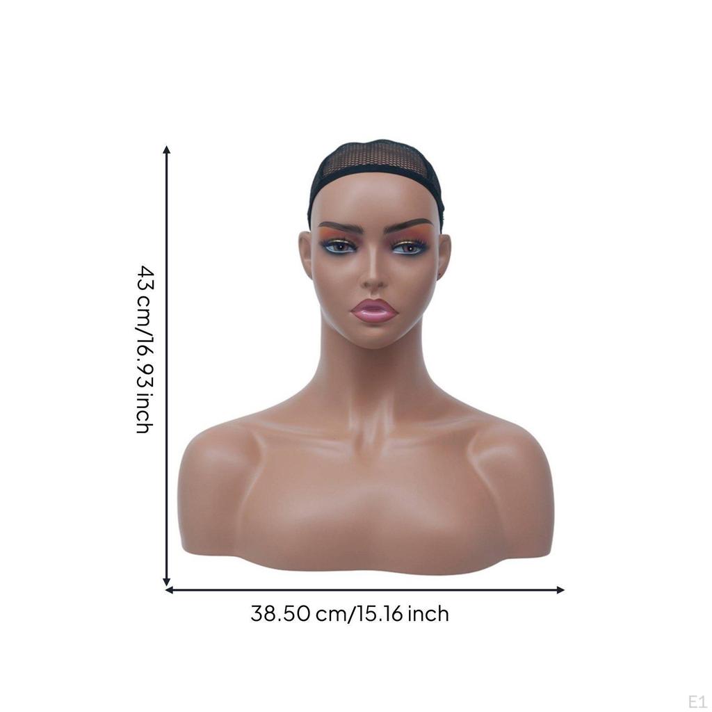 PVC Mannequin Head Lightweight Female Realistic Face for Salon