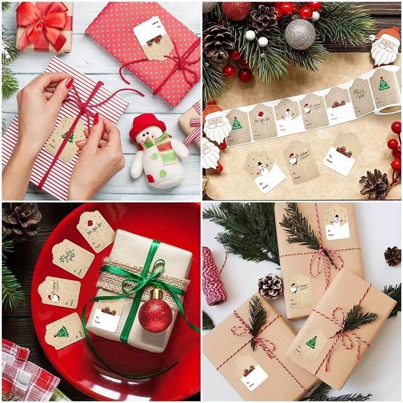 Frohe Weihnachten Geschenkanhänger Etikett Aufkleber Kraftpapier Handgeschrieben Name DIY Party Scrapbook, Weihnachtsfeier Gastgeschenke, Hängende Dekoration
