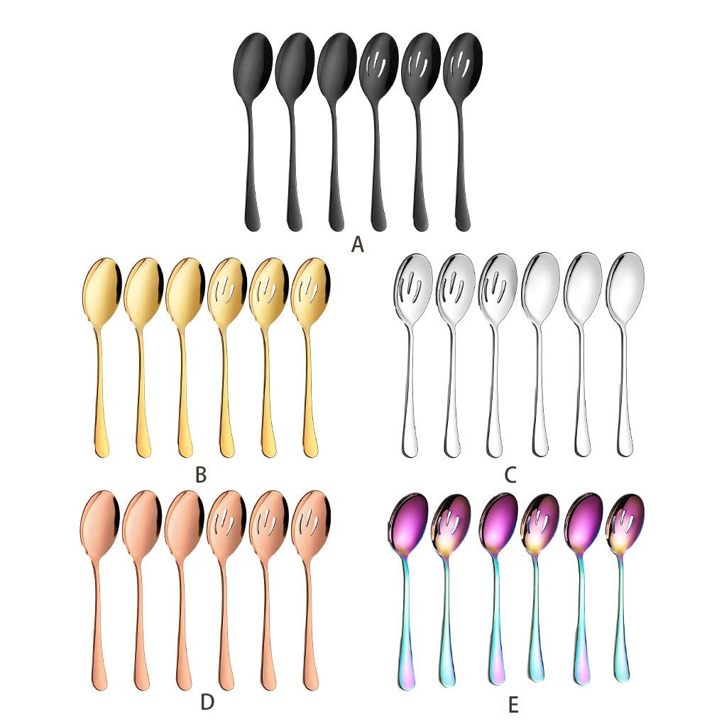 EIOLWJIEO 6pieces Elegant Appearance Stainless Steel Set Durable For Stylish Dining Convenient Storage Serving Spoons Sets, golden