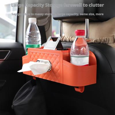 Scatola Organizer per Sedile Posteriore dell'Auto Design Multi-Scomparto Installazione Semplice Multifunzionale Scatola Porta-Fazzoletti per Auto Portabicchieri con Gancio Set
