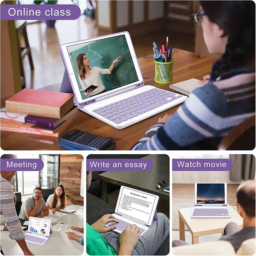 Bluetooth Keyboard Case for Samsung Galaxy Tab S8 Ultra 14.6 Inch 2022 12 Inch Tab A9 S9 Fe Leather Cover with S Pen Holder Tablet Case