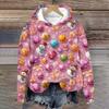 Women's Fashion Long Sleeve Christmas Print Loose Hooded Sweatshirt Top