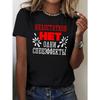Women's Russian-Themed Cyrillic Text Print T-Shirt Soft Breathable Casual Top for Language Learners & Cultural Wear