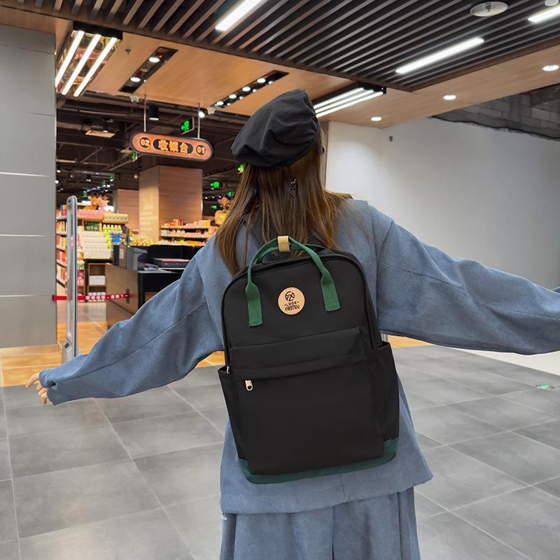 Schoolbag1011 Contrasting Color Backpack Japanese Simple Versatile Handbag Middle School Student Backpack Wholesale Campus Style