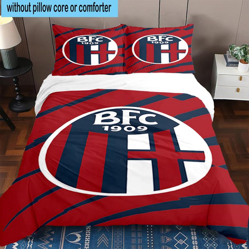 3PCS Football Bologna Bedding Set,Including 1pc Duvet Cover And 2pcs Pillowcases Perfect for Bedroom, Dormitory, Fan Christmas gift