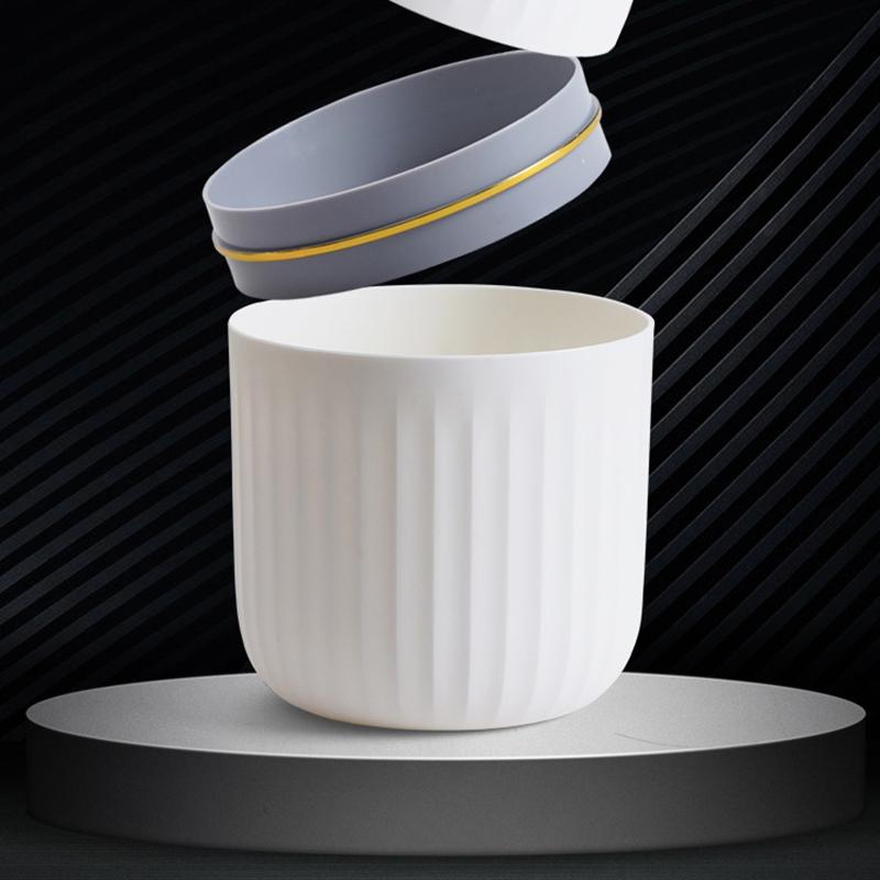 Roman Column Desktop Trash Can With One Touch Open Sealed Lid And Large Capacity Perfect For Home Office Vanity Desk Use
