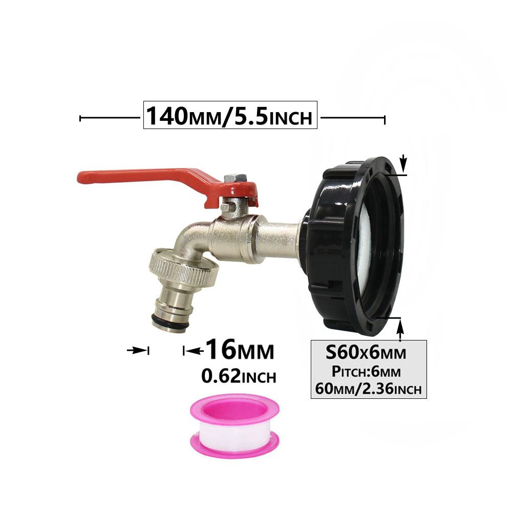 

1000 Liter IBC Tank Tap Adapter Nipple S60X6 Thread 1/2-way Garden Hose Quick Connect Faucet Alloy Tank Valve Fitting