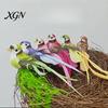 Artificial Craft Birds for DIY Projects 12Pcs Pearl Birds, Feather Bird Ornament with Clip, Colorful Small Window Displays Realistic Fake Craft, Micro