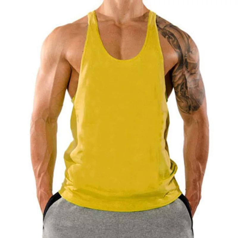 Men's Fitness Tank Top for Muscle Training, Loose Fit, Racerback, Sports Running, Cotton Sleeves, Trendy Style