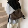 Casual Soft Textile Women's Shoulder Bag Large Capacity Adjustable Strap Leopard Print Bag Tote Handbag