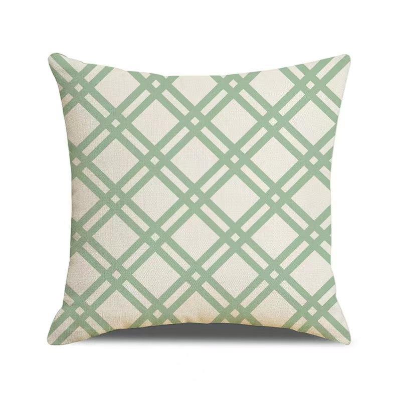 New Spring Geometric Print Pillow Cover Linen Green Set Combination Bedside Cushion Living Room Sofa Cushion Cover