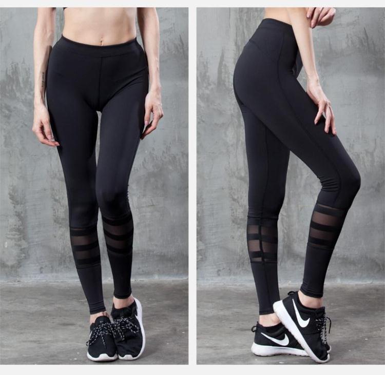 Women s Black Quick-Dry Breathable Mesh Sports Tights - High Elasticity Gym Running Pants S чёрный