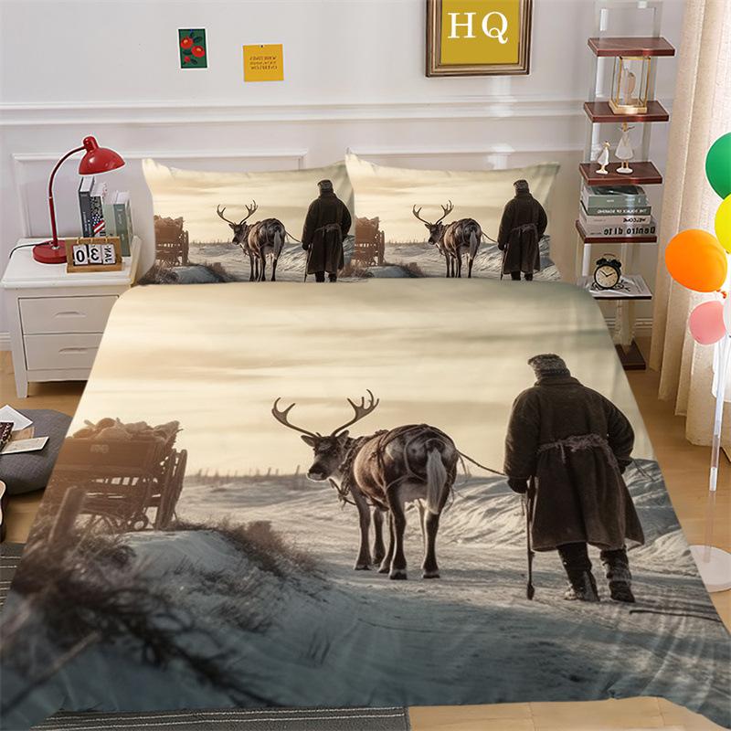 Christmas Snow Scene 3D Printed Polyester Pillowcase Quilt Cover Two Or Three Piece Set