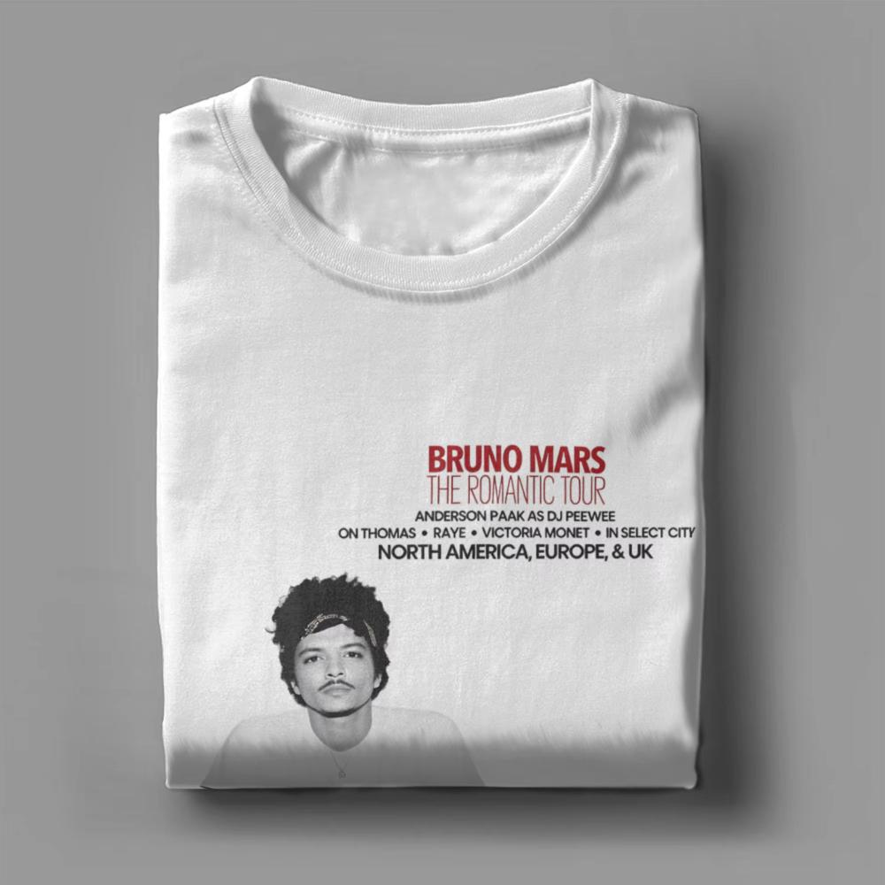 Rapper Brunos Mars The Romantic Tour TShirt Summer Mens Cotton T Shirts for Couple Fashion Casual Short Sleeve Y2K Retro Tops