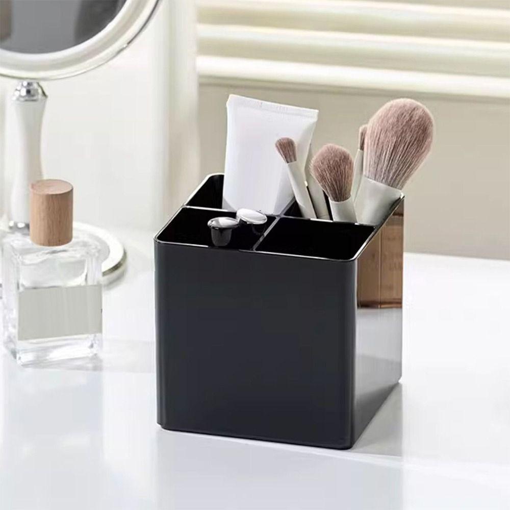 Black Pen Holder Plastic Pen Container Multi-functional Makeup Brush Holder  School Office