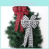 Large Christmas Bow Holiday Decoration Red Plaid Bow For Festive Tree Ornament