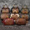 Johnature Luxury Handbag Vintage Handmade Leather Carved Women Bag Versatile Female Shoulder & Crossbody Bags