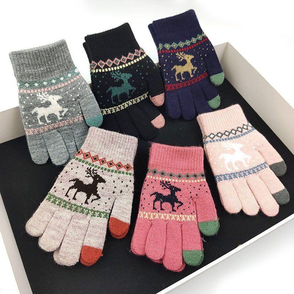 Stretch Women Men Ridding Couple Gloves Knit Mittens Christmas Gloves Winter Gloves