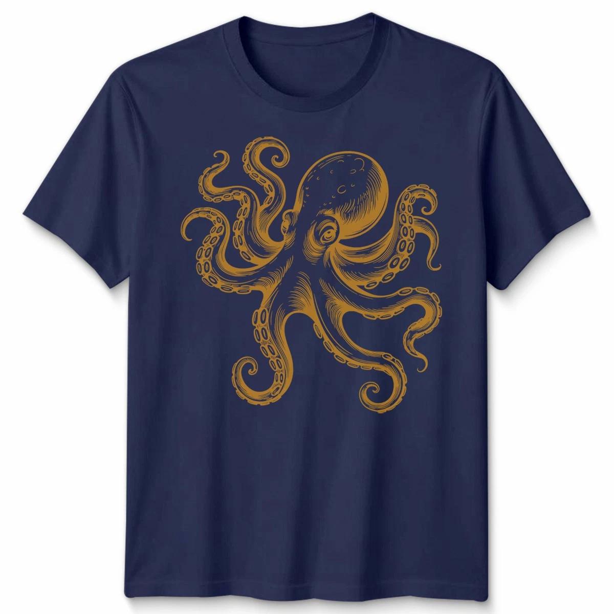 Осьминог Японская Каллиграфия Футболка Гётаку Искусство Самурай Унисекс Футболка 2XL