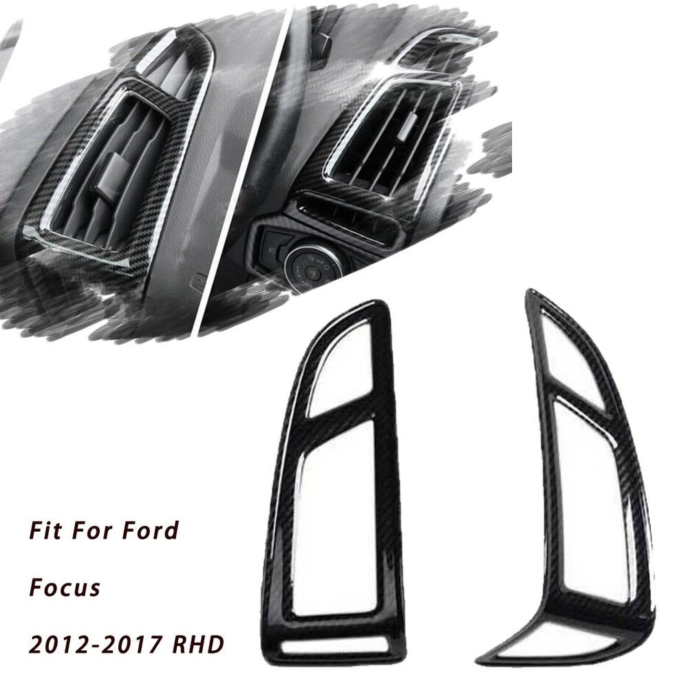 2x Carbon Fiber ABS Air Condition Air Vent Cover Trim Fit For Ford Focus 2012-14