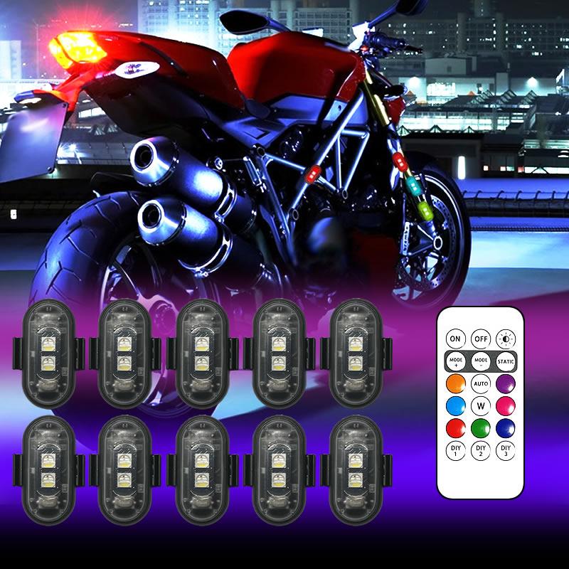 Light Up the Night RGB LED Aircraft Strobe Lights for Motorcycles,Airplanes & Helicopters,Car. Control Color Easy, Recharg