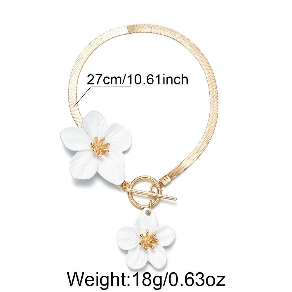Charm Fashion Stereoscopic Flower Spray Paint OT Chain Ankles Bracelets for Women Charms Summer Beach Jewelry Gift Accessory