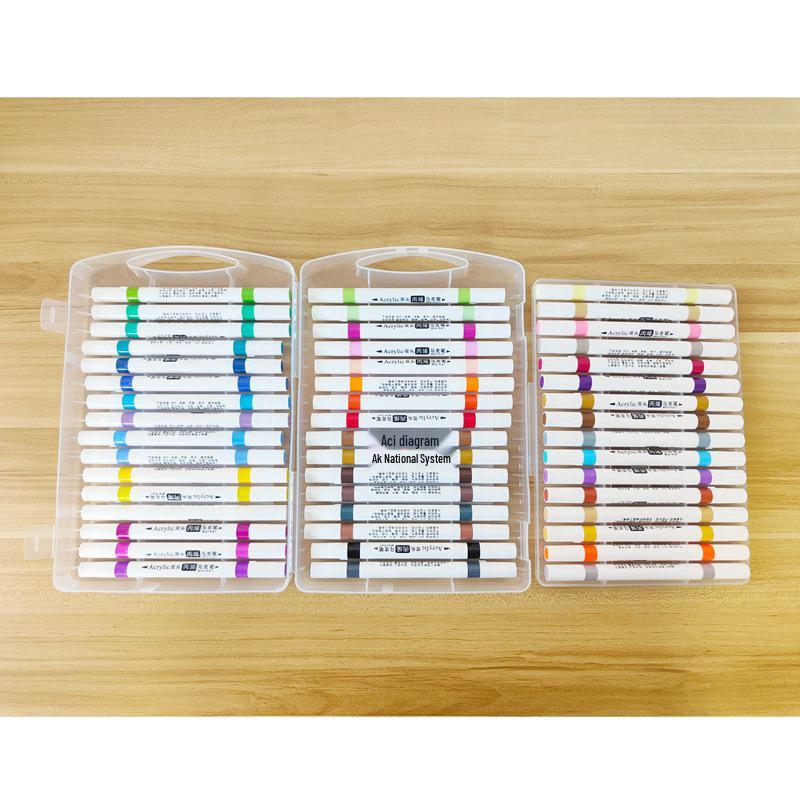 48-farbige Acryl-Marker mit Doppelspitze für Kunst, Ausmalen und Basteln - Perfekt für Schüler und Kinder