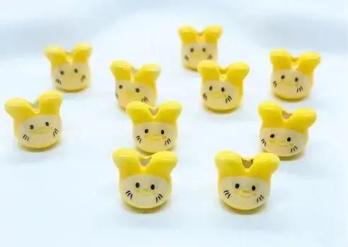 DW19 10PCS 12mm Cute Mini Cartoon Rabbit Beads Spacer Beads Charm Jewelry Making DIY Bracelet Necklace Material Accessories