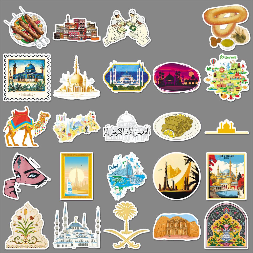 50 Middle East Graffiti Stickers Personalized Outdoor Landscape Travel Decoration Water Cup Mobile Case Suitcase Stickers