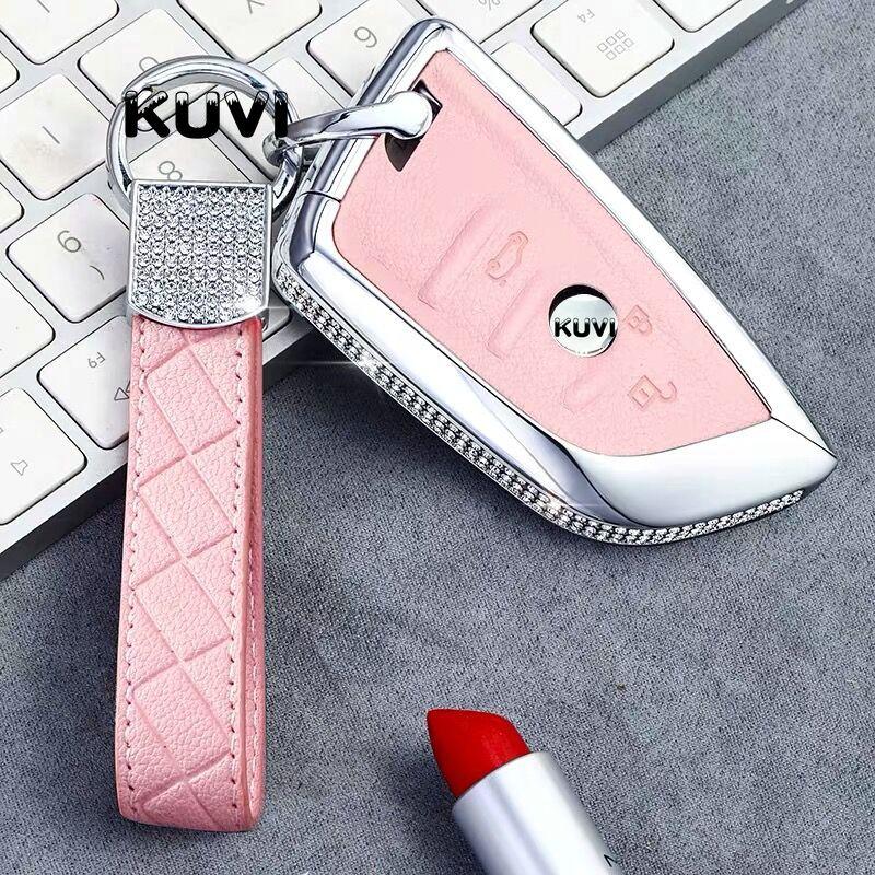 Diamond Leather Car Key Case Cover Key Cover Case For Bmw X5 F15 X6 F16 G30 7 Series G11 X1 F48 F39 Car Shell Car-Styling