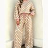 Womens Polka Dot Casual Two-Piece Set With Multiple Pockets Long Sleeve Hoodie Pants Soft Stretch Fabric