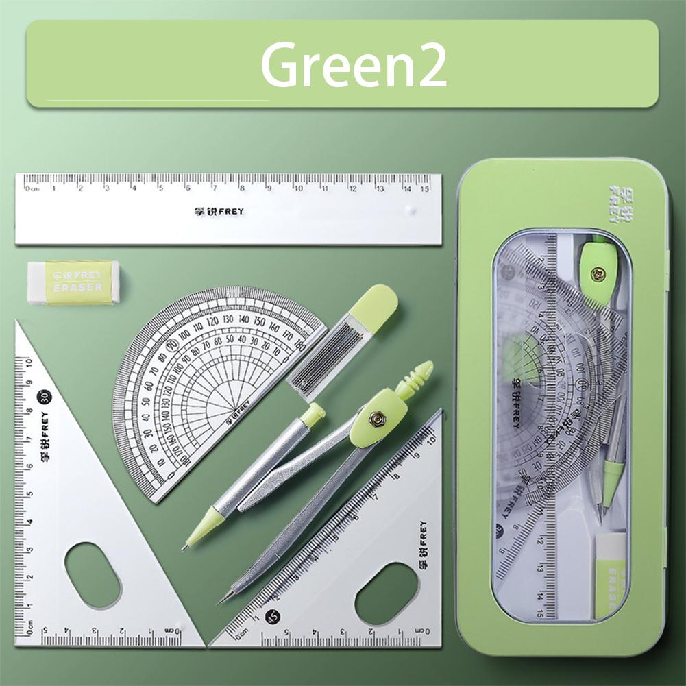 Set di 7 Strumenti Geometrici Matematici per Disegno Bussola Multifunzione Squadretta Righello Gomma