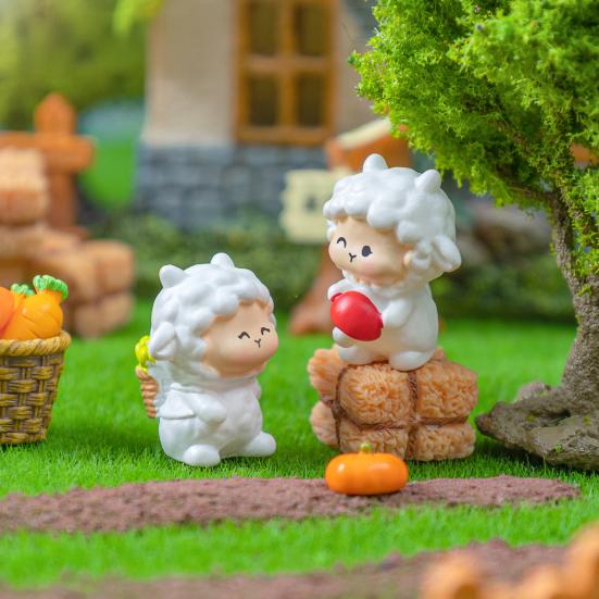 

Yousheng Mini Sheep Figurine Resin Miniature Animal Ornament Fall Harvesting Sheep Statue for Fairy Garden DIY Craft Micro Landscape A