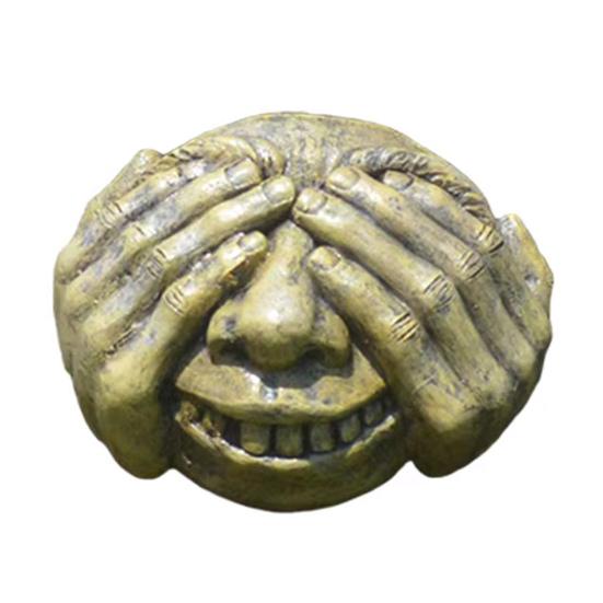 Funny Tree Face Outdoor No Hear No See No Speak Face Statue Garden Tree Hugger Yard Art Decorations for Home Wall Fences Door