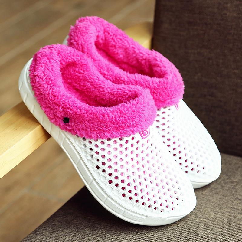 2021 fleece bag and cotton slippers manufacturer winter warm hole cotton drag couple cotton slippers