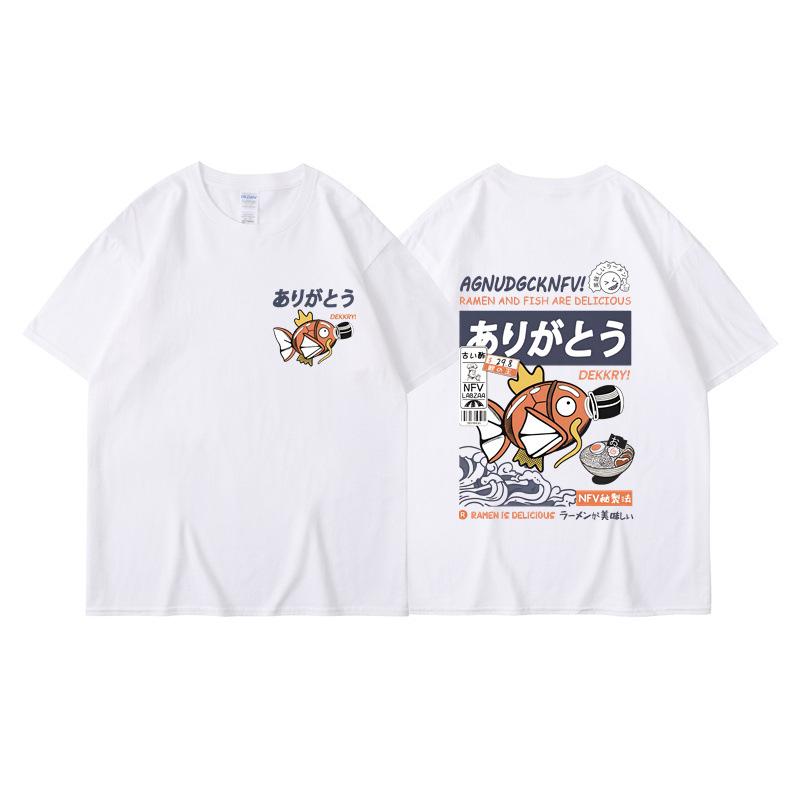 Eltern-Kind-Kleidung Sommer Ins Harajuku Japanischer Karpfen Kurzarm-T-Shirt Herren Trendmarke Street Locker Paarkleidung