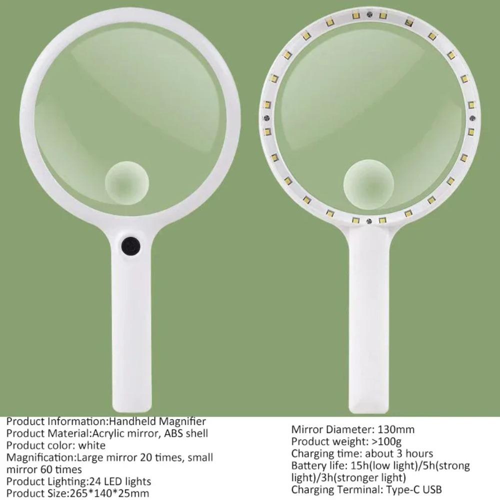 40/30/20X Magnifying Glasses Durable Handheld Microscope LED Lighted Magnifier  for Kid Elder