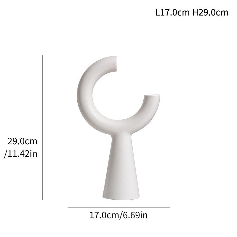 White Floral Ceramic Vase: Modern Minimalist Handcrafted Ornament for Dried Flowers