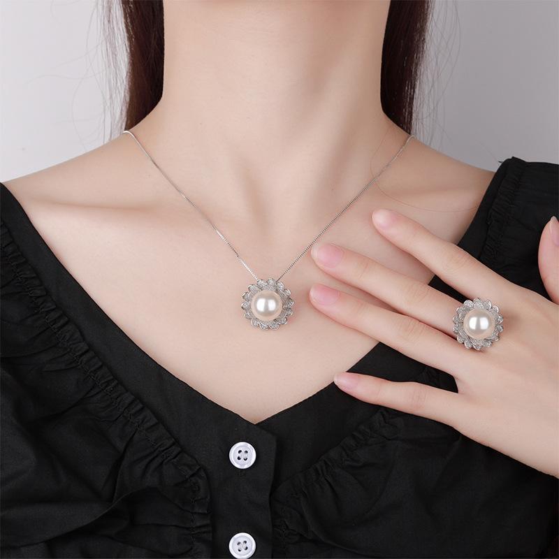 Jewelry Copper Bottom Pearl Plated Retro Lotus Set Female 14Mm