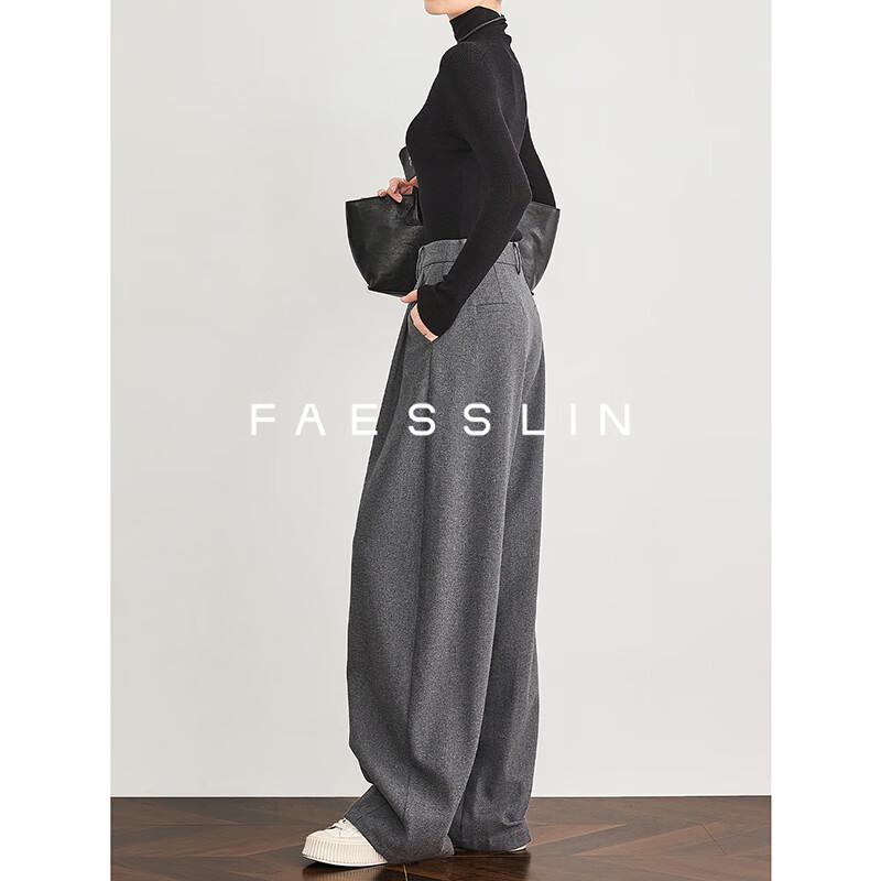 FAESSLIN Damen Anzughose aus Wollmischung, High-Waist, Weiter Bein