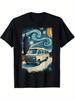 Men's Soft and Breathable Cotton T-shirt Vintage Retro Van Life Graphic Casual Crew Neck Short Sleeve Streetwear Oversized