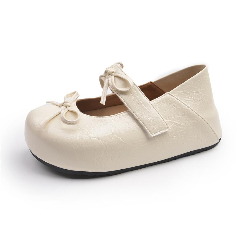 

Thick heel light mouth single shoes women s spring summer fashion French word belt Mary Jane shoes bow with skirt small leather shoes 35