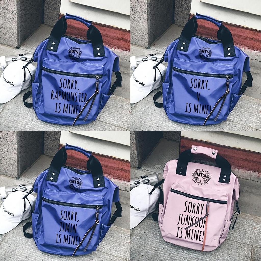 Adorable Kpop Bts Backpack Cute Shoulder Bag With Solid Pattern For School Essentials