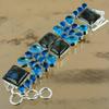 Sterling Silver Radiant Labradorite Gemstone Swiss Blue Topaz New Chain Bracelet