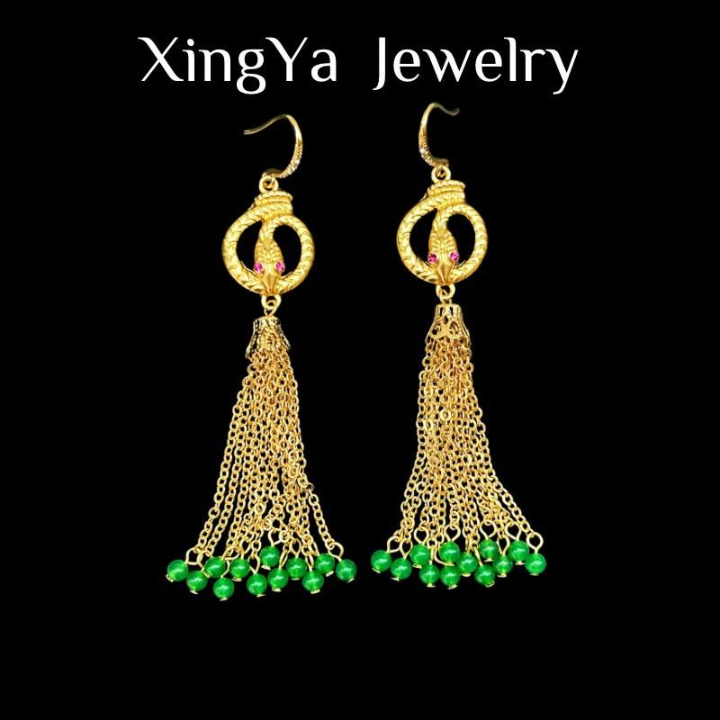 s Ancient Western Retro Three-dimensional Relief Style Exudes A Sense Of Luxury Agility Spirit Snake Tassel Earring