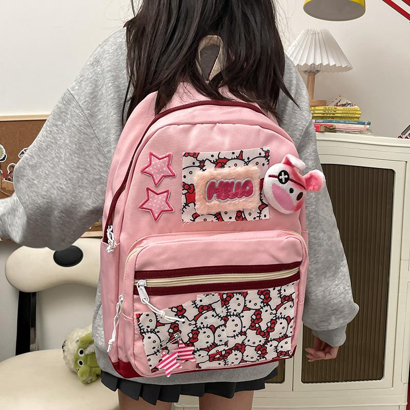 Middle School Girl'S Pink Backpack Cute Cartoon Style Backpack For Girls