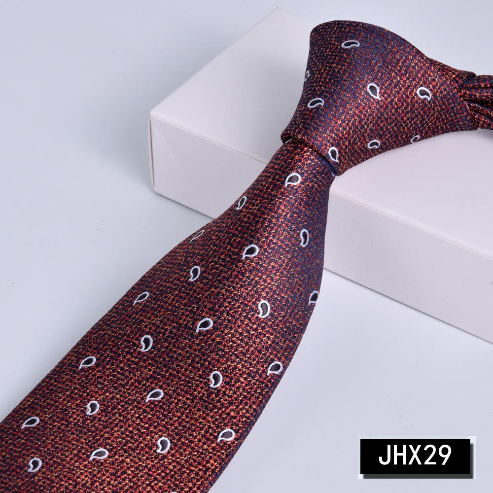 Men's Burgundy Striped Jacquard Formal Business Tie, 8cm Handmade Tie Decoration