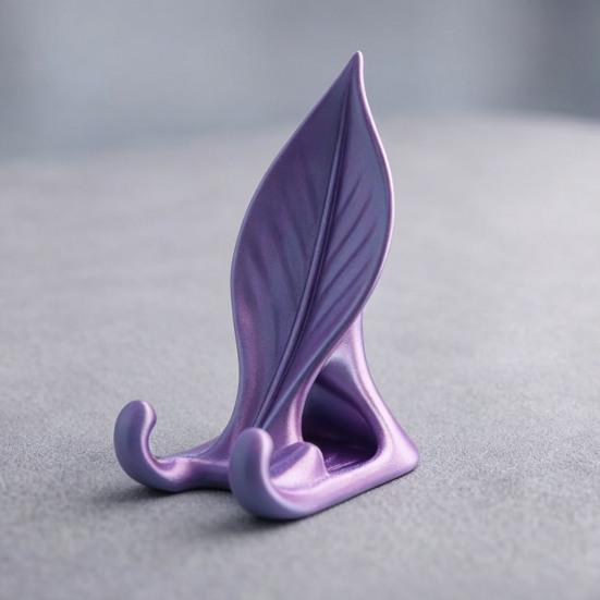 Leaf Shape Desk Ornament Shaped Phone Stand, 3D Printed Mobile Holder with Double Small Stand for Home Hook Support, Creative Hands Free Video Cradle,